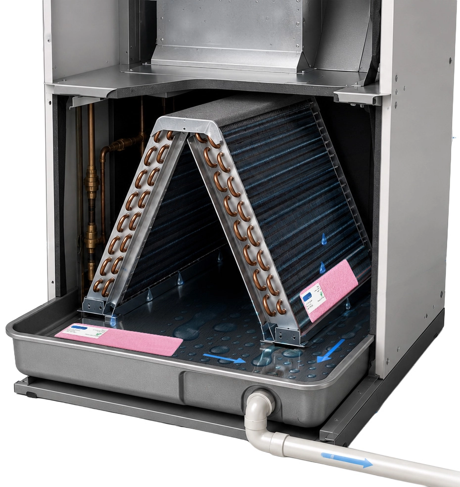 PanGuard installed in an HVAC drain pan